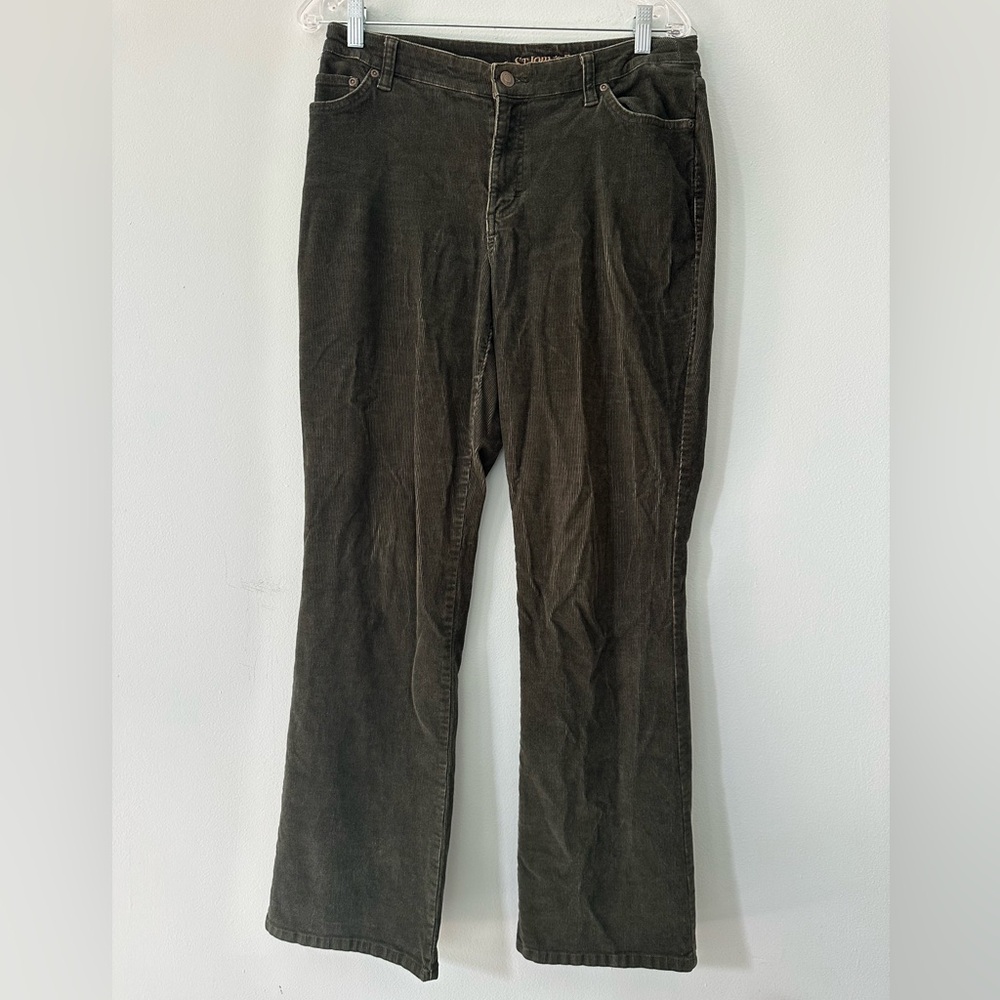 St. Johns Bay Women's Pants Size 10 Corduroy Pants Bootcut Mid Rise Dark Green